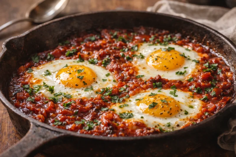 Easy Shakshuka Recipe One Pan Poached Eggs in Spiced Tomato Sauce