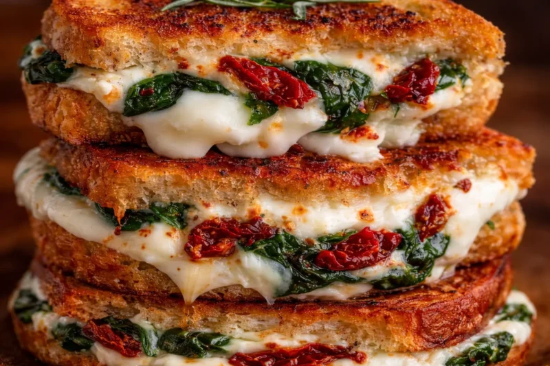 Gourmet Grilled Cheese with Ricotta, Spinach & Sun-Dried Tomatoes