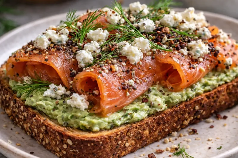 Keto Avacado Toast with Smoked Salmon Low-Carb Breakfast