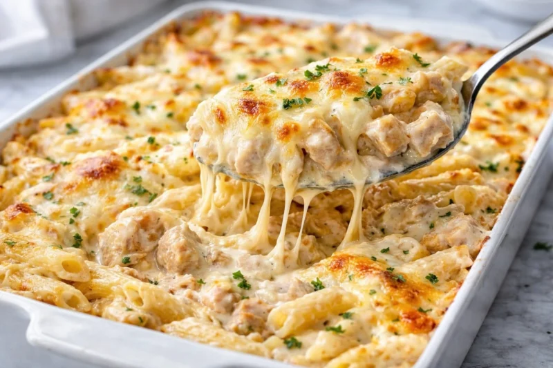 Chicken Alfredo Bake Creamy High Protein Chicken Alfredo Dinner